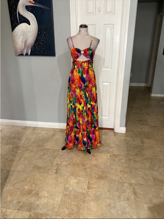 The Unbranded Brand Dresses & Skirts - Metamorphosis Girl Women Medium  Colorful  rainbow swirl cutout maxi dress,